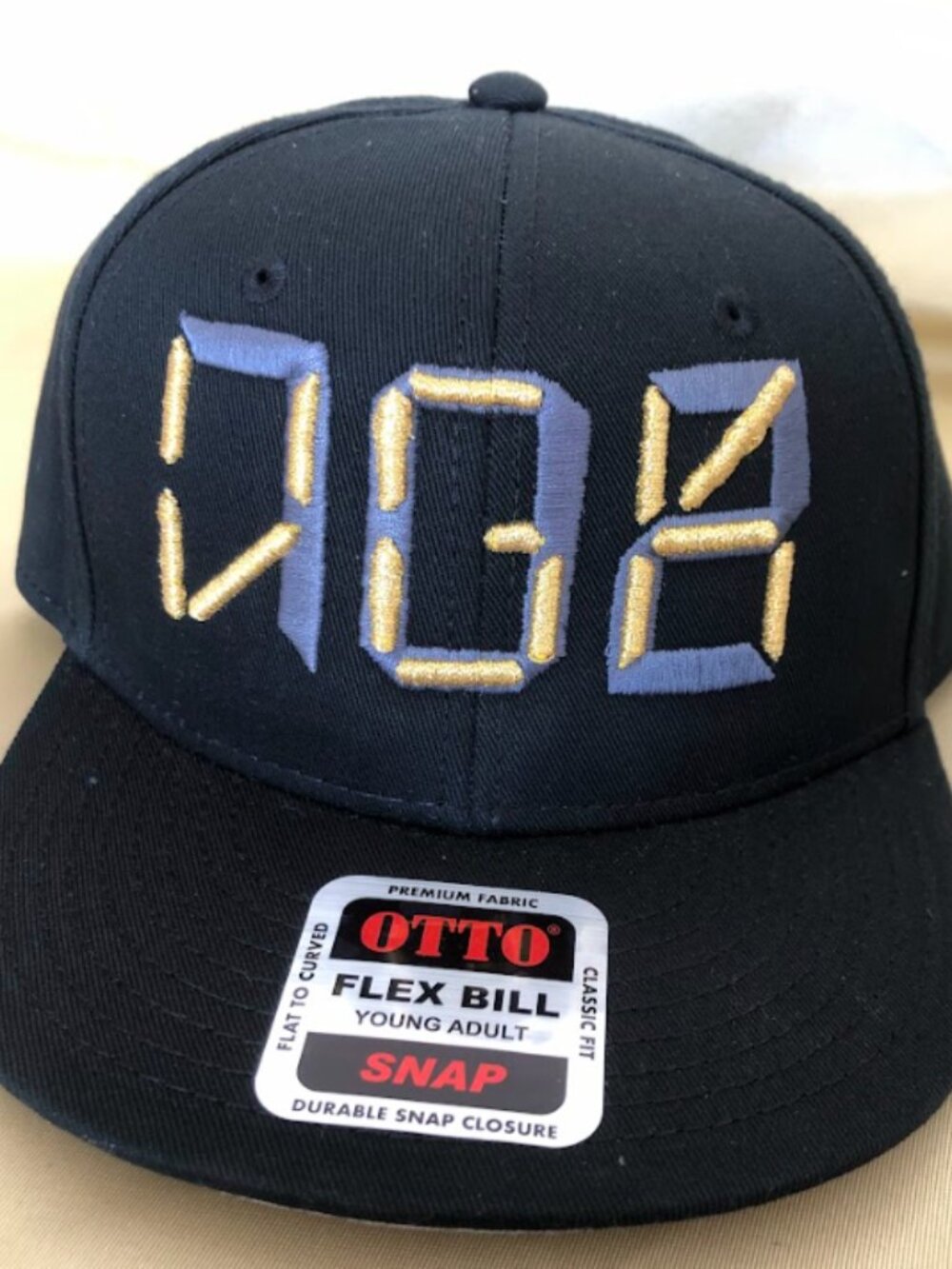 VGK 702 Black with Blue/Gold Thread FlexBill Snapback Hats!